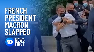 French President Macron Slapped in Face During Village Visit  10 News First [upl. by Catherin]