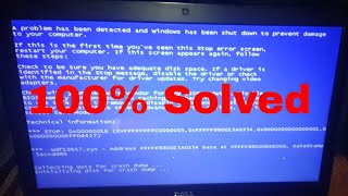 A problem has been detected and windows Blue screen error windows 7 100 Fix [upl. by Paola471]