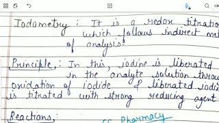 Iodometry or Iodometric Titration  Redox Titration  Principle  Applications bpharmacynotes [upl. by Serle]