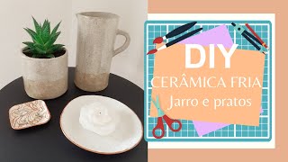 DIY CERÂMICA FRIA  Jarro e pratinhos decorativos [upl. by Enaile]