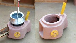 Smokeless FireWood Stoveclay stovePrimitive SkillsPrimitive Technologymitti ka chulhamud stove [upl. by Akienaj533]