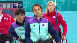 Day 1  Wheelchair curling play of the day  Sochi 2014 Paralympic Winter Games [upl. by Liana]