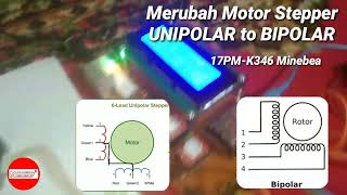 Cara Mengubah Motor Stepper Unipolar Menjadi Bipolar jenis Stepper Minebea 17PMK346  Driver A4988 [upl. by Aneeg]