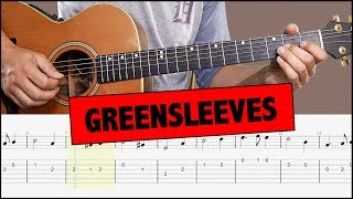 Greensleeves  Easy Guitar Tutorial MELODY  TAB [upl. by Roose]