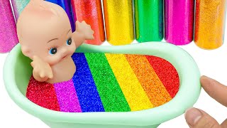 Satisfying Video l How to Make Rainbow Bathtub into Mixing Slime Pool Cutting ASMR 33 [upl. by Mika]