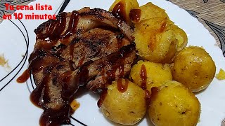 Carne de cerdo 🐷 y papitas criollas en 10 minutos Receta fácil rápido y deliciosa [upl. by Asiral]