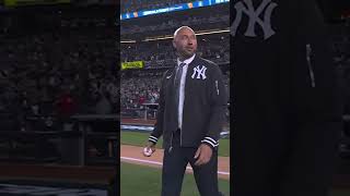 Derek Jeter throws the first pitch ahead of WorldSeries Game 3 [upl. by Assener]