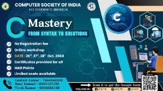 C Mastery From Syntax to Solutions  Live Lecture 3  Haldia Institute of Technology  CSI HIT [upl. by Sirraj496]