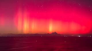 LAurora Boreale vista da Rimini il mare si tinge di rosso sangue ❤️🌈 aurora timelapse shorts [upl. by Amehsat]