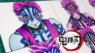 Drawing AKAZA in different anime styles  Kimetsu no yaiba  Demon slayer [upl. by Annetta]