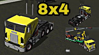 Cargo Transport Simulator Peterbilt Cabover 8x4 lift axle Hauling Heavy Equipment [upl. by Idok]