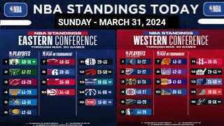 NBA STANDINGS TODAY as of MARCH 31 2024  GAME RESULT [upl. by Hakim]