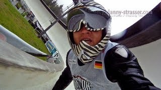 Longboard Downhill in a bobsled track in heavy rain [upl. by Aratnahs]