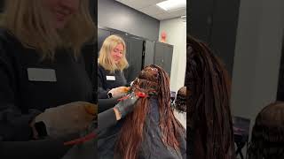 Applying hair color beautyschool allovercolor hair red beautyschoolstudent [upl. by Dareg]