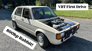 800HP MK1 RABBIT VR6 TURBO FIRST DRIVE [upl. by Mathe]