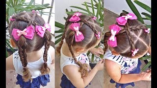 Penteado Infantil fácil com tranças e Amarração [upl. by Lael]