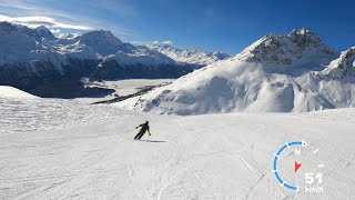 Paradiso The best slope in StMoritz Corviglia SkiArea towards the lake 4K slope 1 [upl. by Perloff]