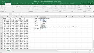 Topic 10  09 Process Capability Calculation in Excel [upl. by Torbert]