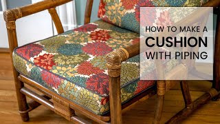 How to Make a Cushion with Piping  Box Cushion Tutorial  THRIFT FLIP Makeover [upl. by Keele]