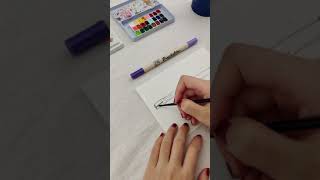 how to draw a watercolor Kuretake brushables pen  stationery pal [upl. by Reitrac]