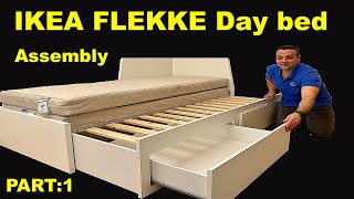 Ikea day bed assembly instructions  IKEA FLEKKE Day bed frame with 2 drawers assembly  PART 1 [upl. by Oderfliw]