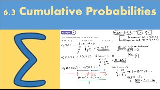 63 Cumulative Probabilities STATISTICS AND MECHANICS 1 Chapter 6 Statistical distributions [upl. by Brower]