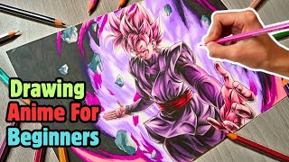 How To Draw Anime For Beginners  Drawing Black Goku goku dragonball [upl. by Douville134]