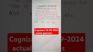 Cognizant 24 sept 2024 asked questions • Problems on Ages feed subscribers aptitude cognizantyt [upl. by Shaun406]