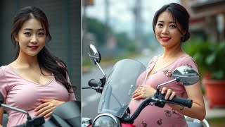 Al Lookbook 19 Ai Korean pregnant woman with Motorbike  Style make us beautiful 4kai [upl. by Alitta]