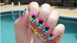 California Palm Tree Nail Art [upl. by Tabor]