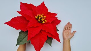 How to make Giant Poinsettia flower from crepe paper  Paper Flower  Góc nhỏ Handmade [upl. by Emyaj999]