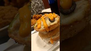 Pizza burger with hot wings too hot and two spicy spicyfood pizzaburger yummyfood hotwings [upl. by Mlawsky]