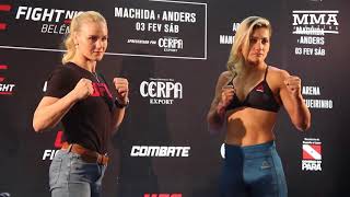 UFC Belem Valentina Shevchenko vs Priscila Cachoeira Media Day Staredown  MMA Fighting [upl. by Bridge]