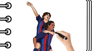 Como Dibujar a LEO MESSI y RONALDINHO Facil Paso a Paso  Mapi Art TV [upl. by Iridissa]