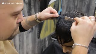 TREND Barber Haircut  ASMR Head Massage barber shop sounds [upl. by Mareah]