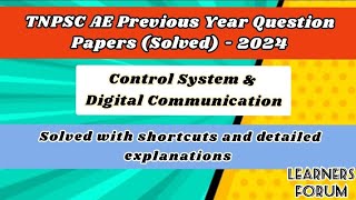 TNPSC AE  Previous year question paper Solved  ECEEEEEIE  Part2 [upl. by Ellenrahs974]