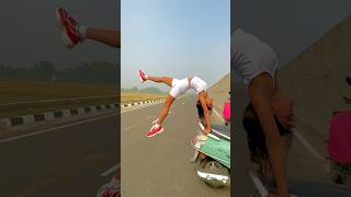 Scooty se stunt 😱 flexibility yogapractice fitness ytshortsindia ￼ [upl. by Nylia784]