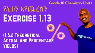 Grade 10 Chemistry Unit 1 Exercise 113 based on 166 Theoretical Actual and Percentage Yields [upl. by Enihpad]