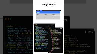 How to create a mega menu using html CSS dropdownmenu megamenu menu shorts shortsfeed coding [upl. by Atnuahsal]