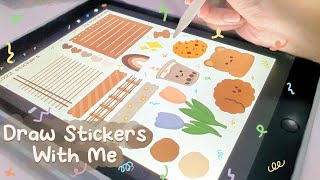 Draw Planner Stickers With Me ASMR apple pencil 🧸 [upl. by Bertram522]