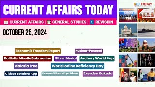 25 October 2024 Current Affairs Today Top MCQs with Static GK amp Detailed Revision by GKTODAY 🎯 [upl. by Yenahc]