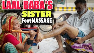 Wooden stick foot massage therapy by Laal baba’s sister Saraswati Devi  ASMR  Indian Massues [upl. by Alaster668]