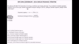 Portföyün standart sapması Korelasyon Kovaryans SPK Aralık 2013 Soru Çözümleri [upl. by Zhang819]