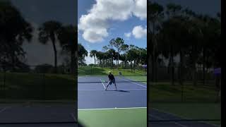 Brian Battistones jump serve with the twohandled tennis racket [upl. by Darlene]