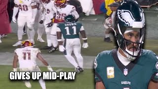 AJ Brown FRUSTRATED After Jalen Hurts Inaccurate Pass 😳 Eagles vs Commanders 2024 Highlights [upl. by Hoye]