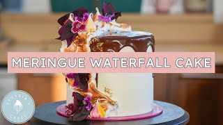 Torched Meringue Waterfall Cake With a Chocolate Drip  Georgias Cakes [upl. by Bernete]