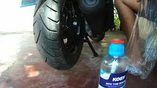 KOBY tire sealant  on tubeless Mio Gravis [upl. by Nimsay645]