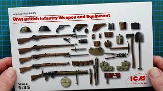 ICM 135 WWI British Infantry Weapons amp Equipment  Kit Review [upl. by Zindman625]