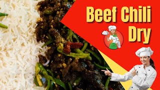 Beef chili dry  Beef chili dry restaurant style Stir fry beef chili recipe Chinese beef chili dry [upl. by Bartie]