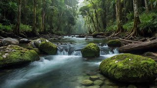 Restorative River Murmurs amp Tropical Birdsong in Lush Rainforest Water Sounds Relaxing for Sleeping [upl. by Nageet]